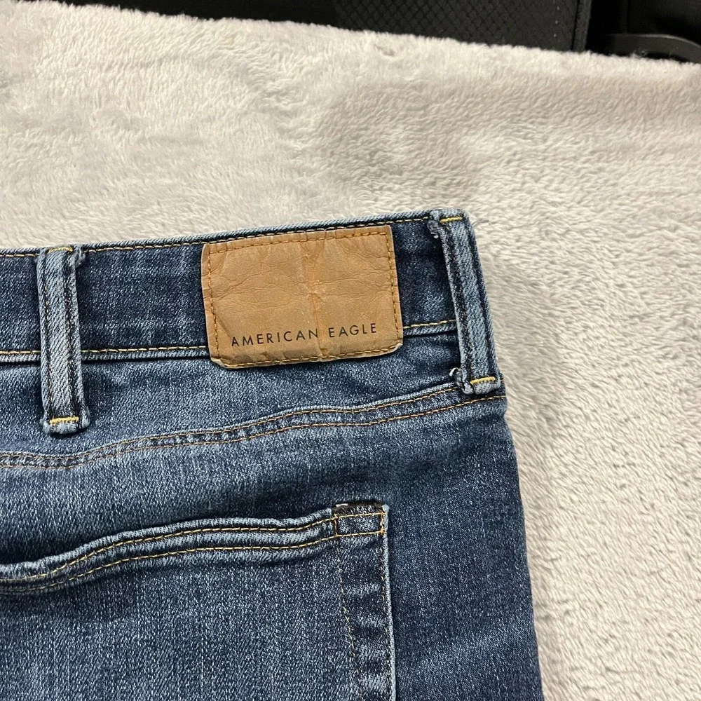 American Eagle Slim Jeans Men 40x30* AirFlex Temp Tech Blue‎ Denim Whiskered